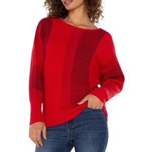 NWT Liverpool Los Angeles
Boat Neck Dolmen Sweater in Tango Red Multi